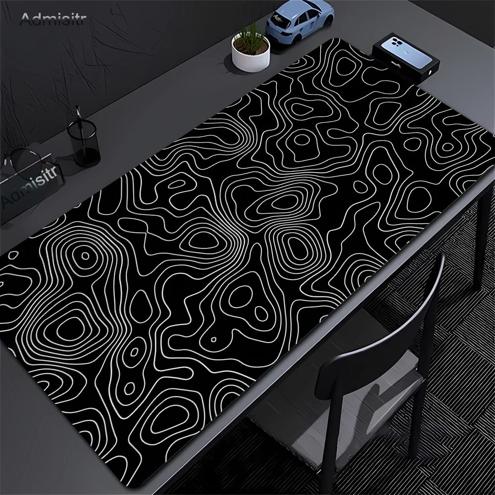 Black & White Strata Liquid Desk Mat Mousepad