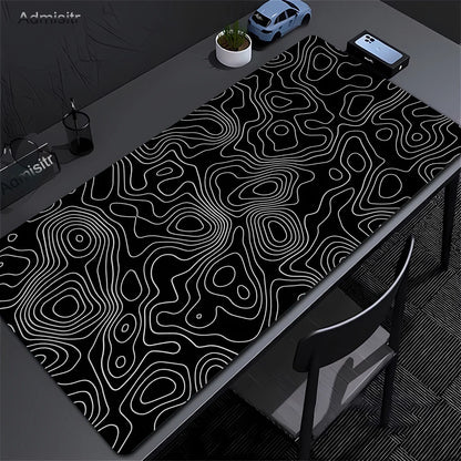 Black & White Strata Liquid Desk Mat Mousepad
