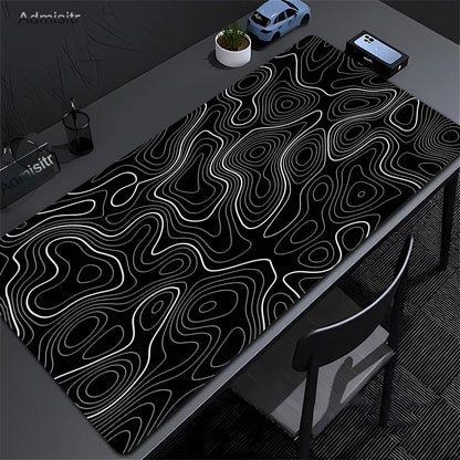 Black & White Strata Liquid Desk Mat Mousepad