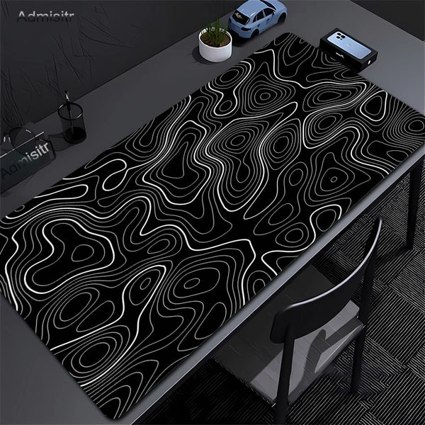 Black & White Strata Liquid Desk Mat Mousepad