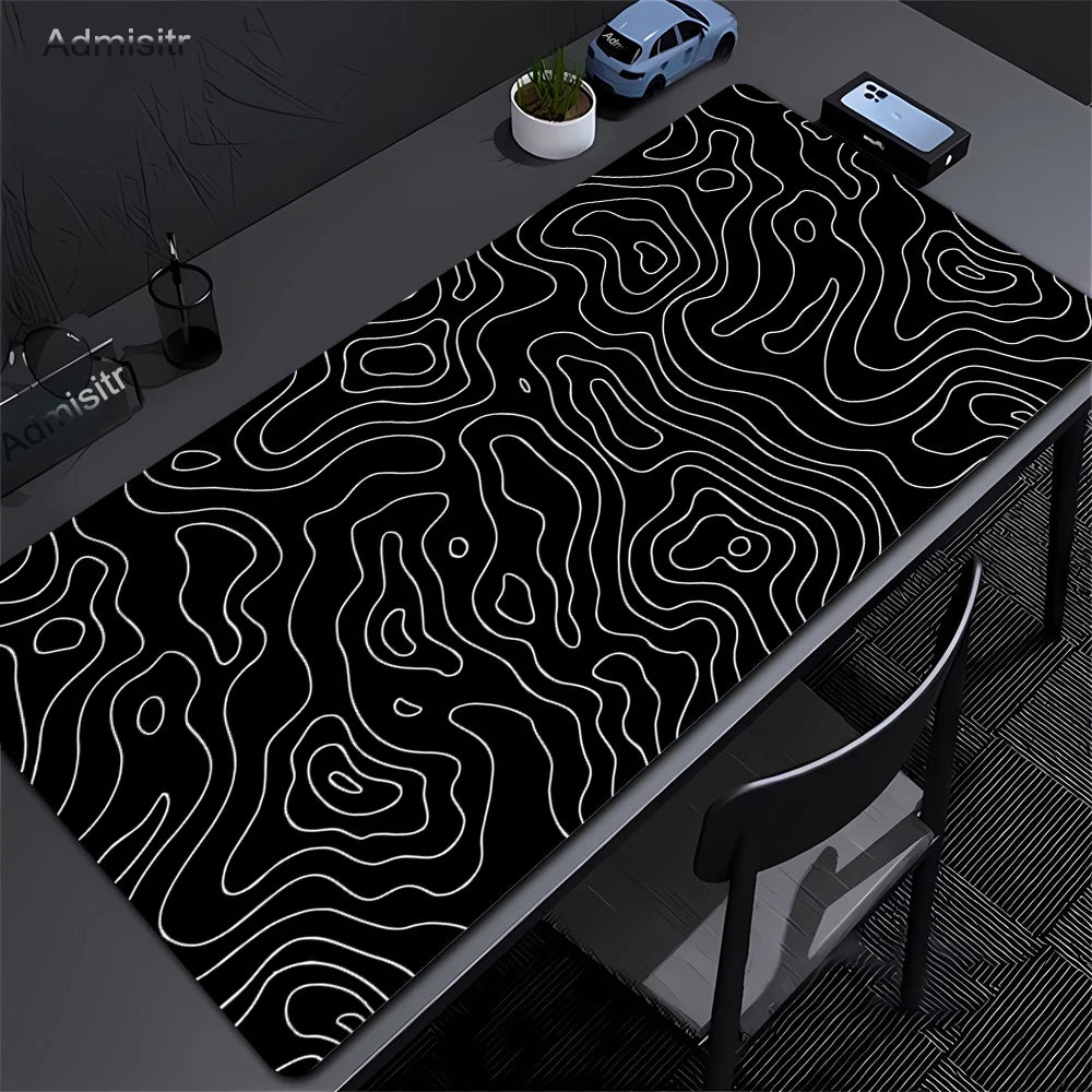 Black & White Strata Liquid Desk Mat Mousepad