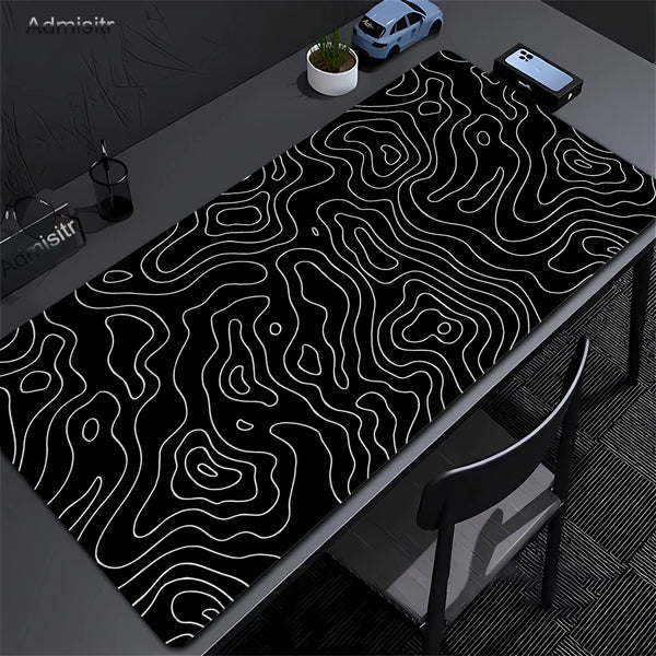 Black & White Strata Liquid Desk Mat Mousepad